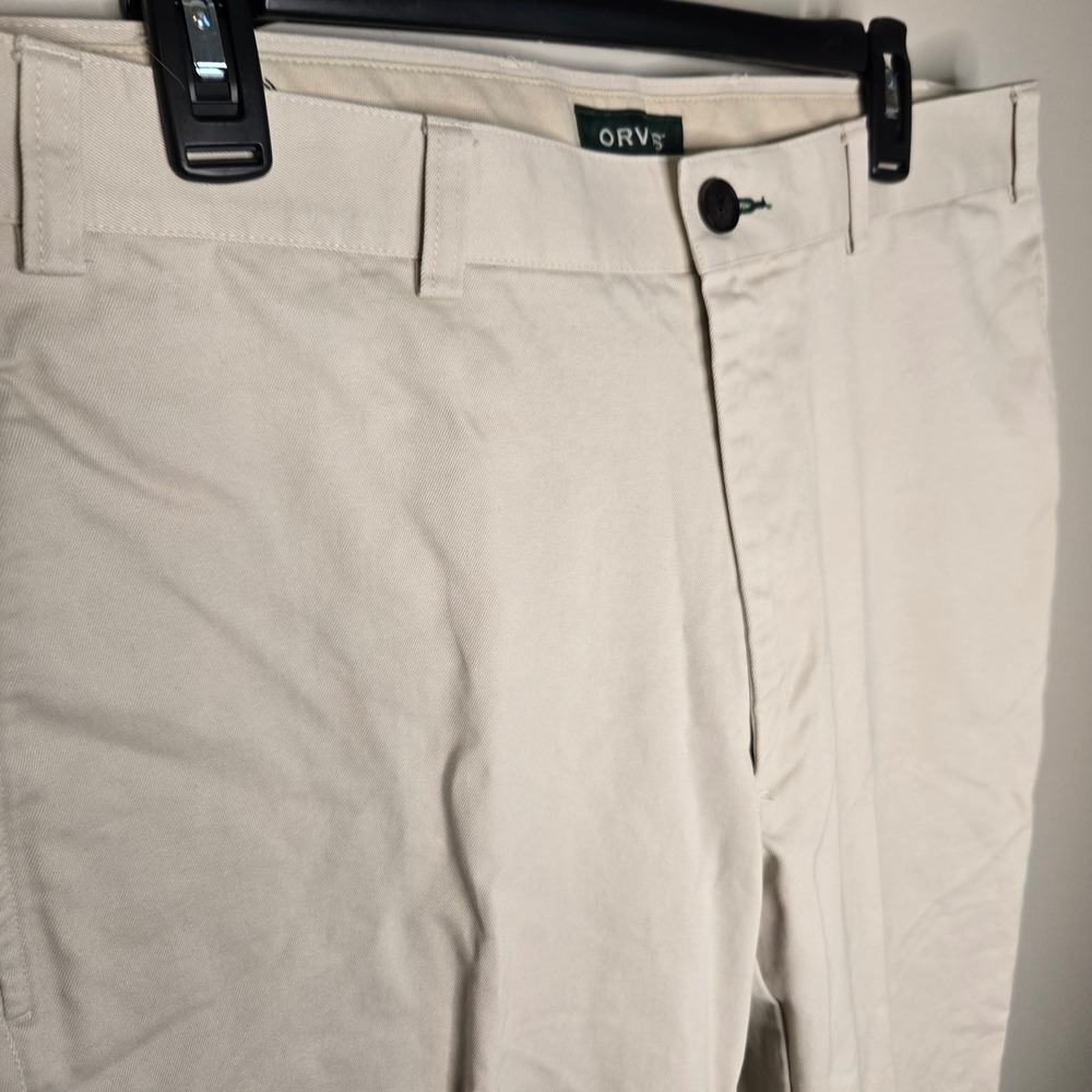 Orvis Mens Chino Pants 36x32 Cream Off White Cotton Twill Straight Leg Trousers - Picture 2 of 9